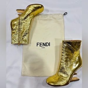 Gold FENDI Ankle Boots